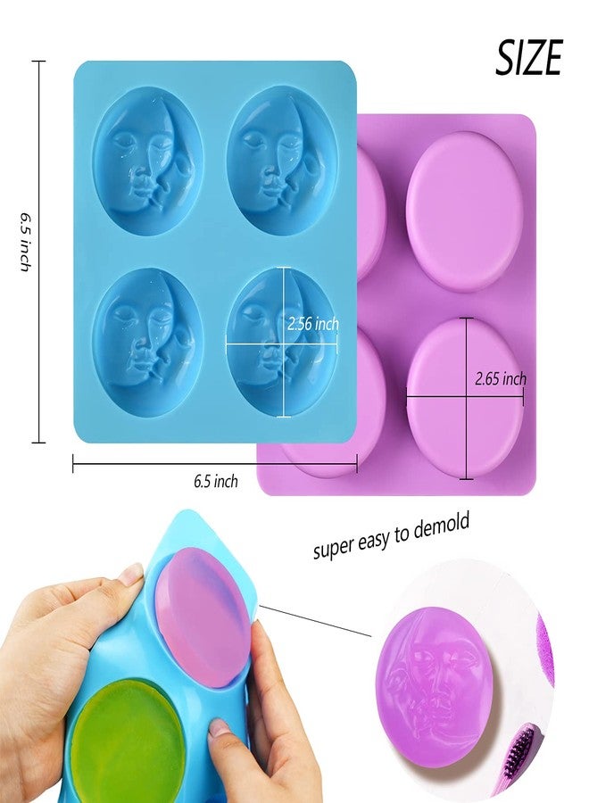 Sakolla 4 Cavity Sun & Moon Silicone Soap Molds, Crescent Moon Face Silicone Soap Mold for Homemade Lotion Bar, Bath Bombs, Polymer Clay, DIY Resin Making - Image 4