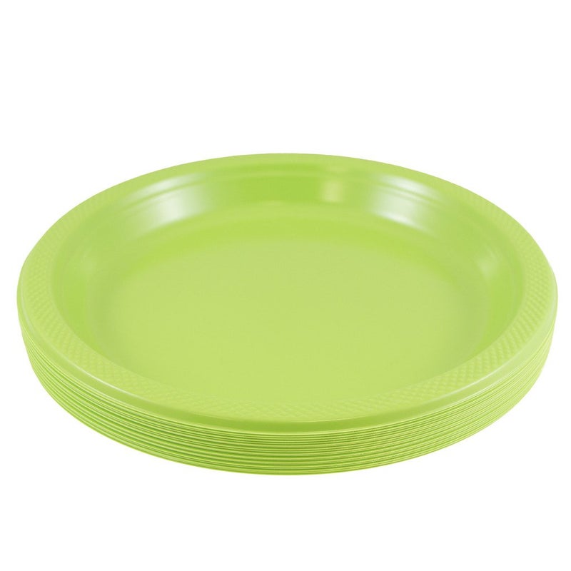JAM PAPER Round Plastic Party Plates - Large - 10 1/4 inch - Lime Green - 20/Pack - Image 1