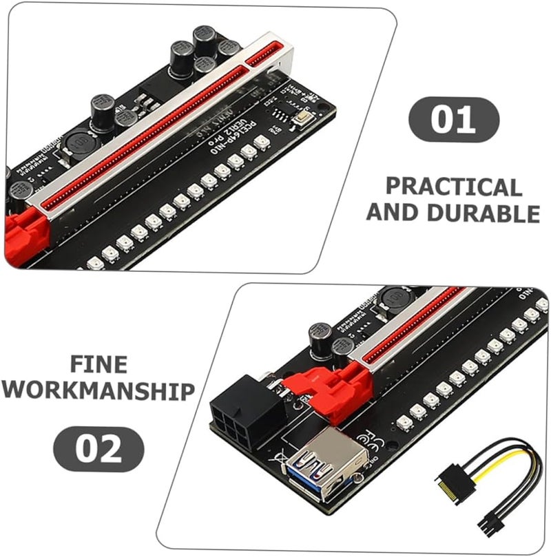 Mikikit PCIE GPU Riser Adapter Extension Cable With LED Indicator For Graphics Card Mining - Image 3