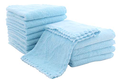 Spotted Play 12 Pack Baby Washcloths - Extra Absorbent and Soft Wash Clothes for Newborns, Infants and Toddlers - Suitable for Baby Skin and New Born - Microfiber Coral Fleece 12x12 Inches, Aquamarine - Image 1