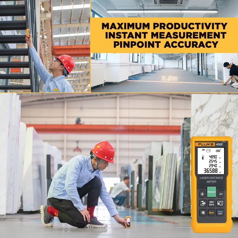 FLUKE 406E 60mtr Digital Laser Distance Meter Tape with Free Carry Case Large LCD Display IP54 Dust & Water Resistant Distance Area and Volume Measurement (1 Year Warranty) - Image 5