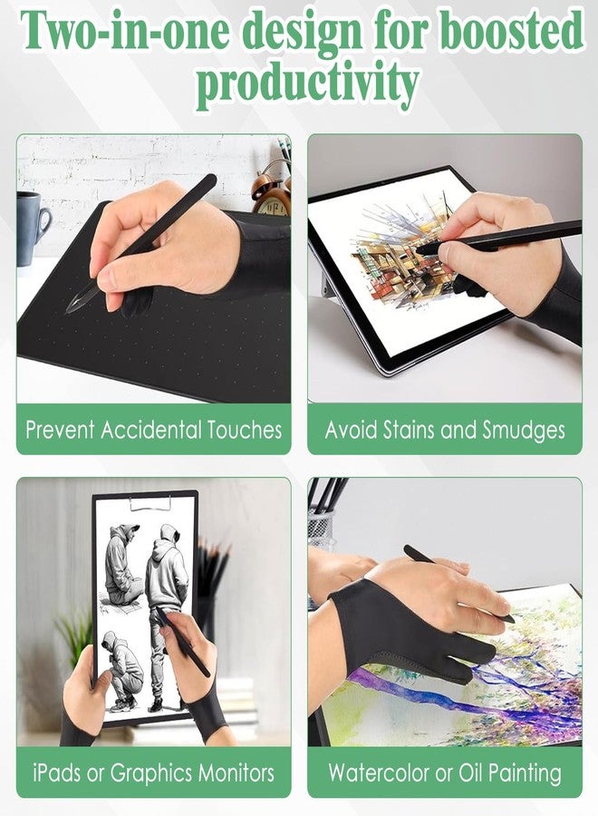 CoolShef 2 Pack Drawing Gloves for Digital Art, Palm Rejection Gloves for Tablet & iPad, Smudge Guard for Tablet & Android, Left & Right Hand Artist Gloves, Sketching Gloves (Size M) - Image 3