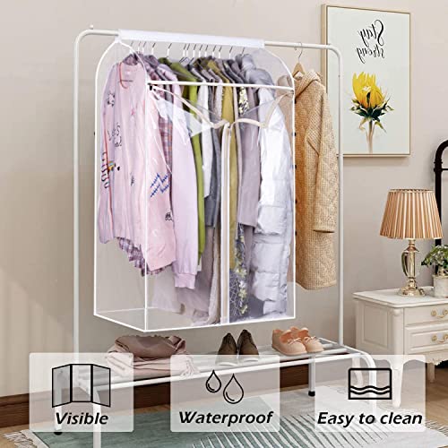 KEETDY 43" Hanging Garment Bags for Closet Storage Large Clear Window Hanging Clothes Storage Garment Rack Cover Coat Protector for Suit, Wardrobe, Bottom Enclosed - Image 2