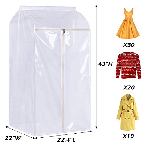 KEETDY 43" Hanging Garment Bags for Closet Storage Large Clear Window Hanging Clothes Storage Garment Rack Cover Coat Protector for Suit, Wardrobe, Bottom Enclosed - Image 4
