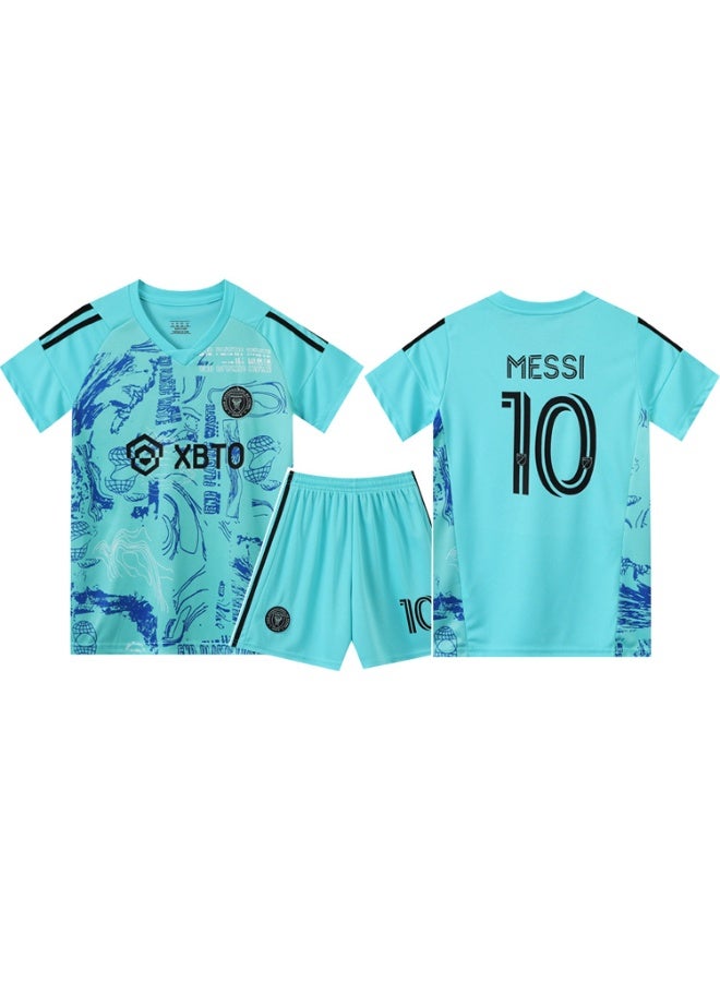 ميسي 2023-2024 ميامي اثنين بعيدا كرة القدم رياضية # 10 ميسي كرة القدم جيرسي مجموعة تي شيرتات قصيرة للأطفال حجم هدية للجماهير والأصدقاء - Image 1
