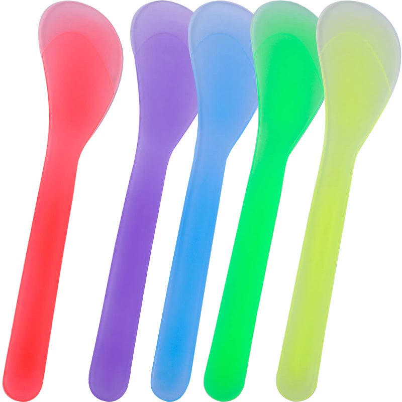 Patelai 50 Pieces Cosmetic Spatula Disposable Makeup Frosted Tip Spatula Plastic Makeup Tools Spoon Cosmetic Mask Spatulas Facial Cream Scoop Mask Spoon Stick for DIY and SamplingRandom Color