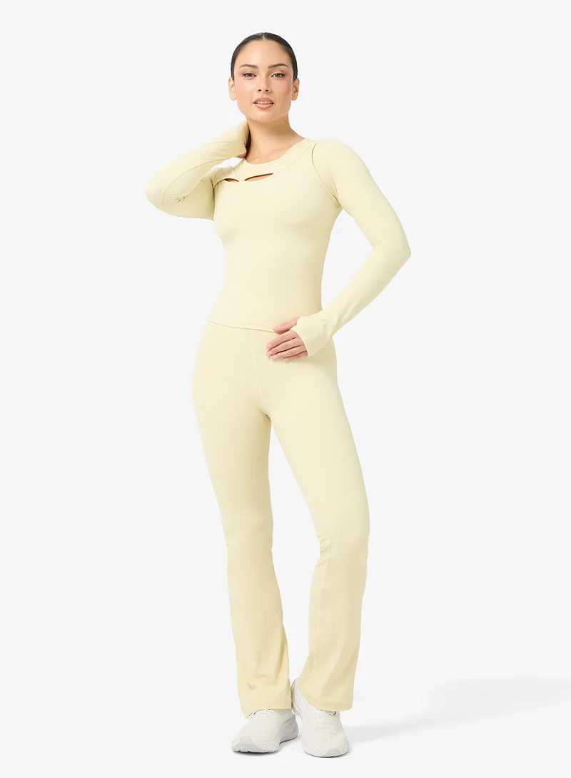 FRWD Soft Touch Seamless Layered Top & Flared Pant Set