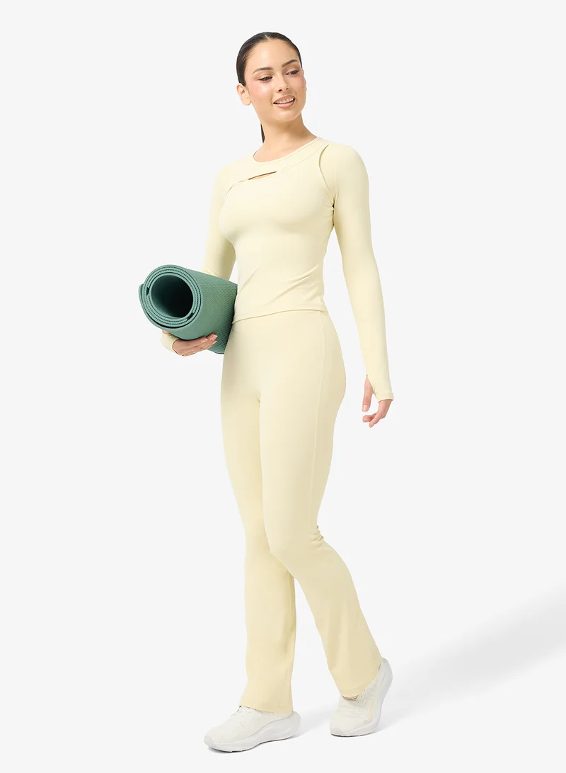 FRWD Soft Touch Seamless Layered Top & Flared Pant Set