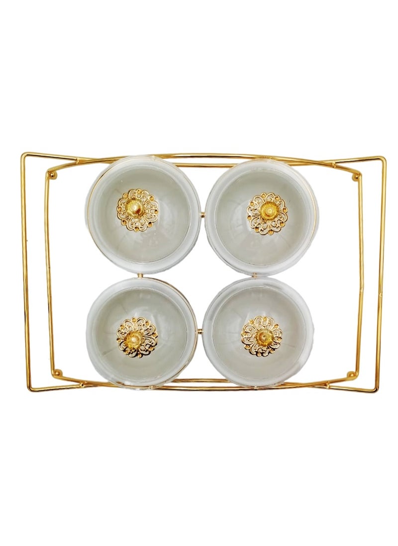 A TO Z Luxurious Golden Ceramic 4 Compartment Tray Set: Traditional Arabic Decorative Tray for Dates & Dry Fruits,Choclates & Candies - Perfect for Personal Use and Elegant Guest Serving  - Image 3