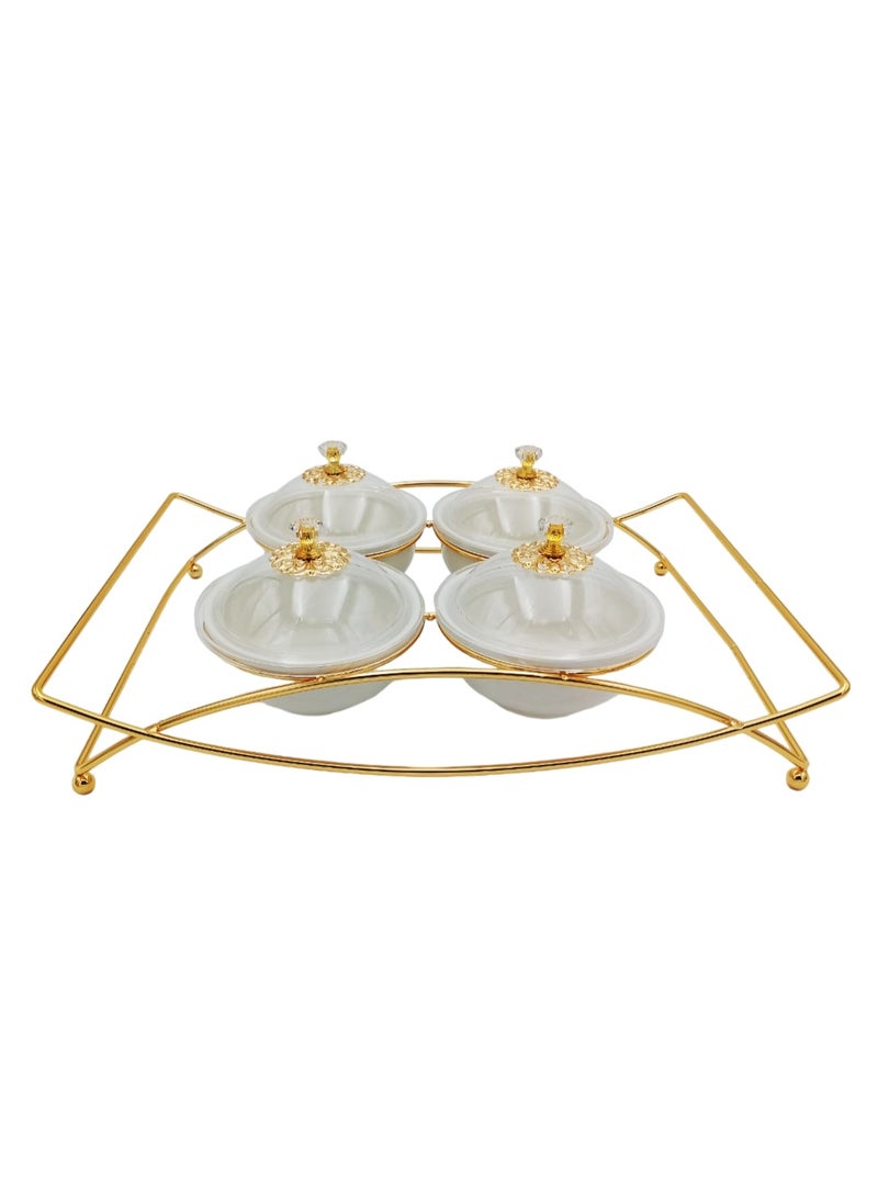 A TO Z Luxurious Golden Ceramic 4 Compartment Tray Set: Traditional Arabic Decorative Tray for Dates & Dry Fruits,Choclates & Candies - Perfect for Personal Use and Elegant Guest Serving  - Image 4