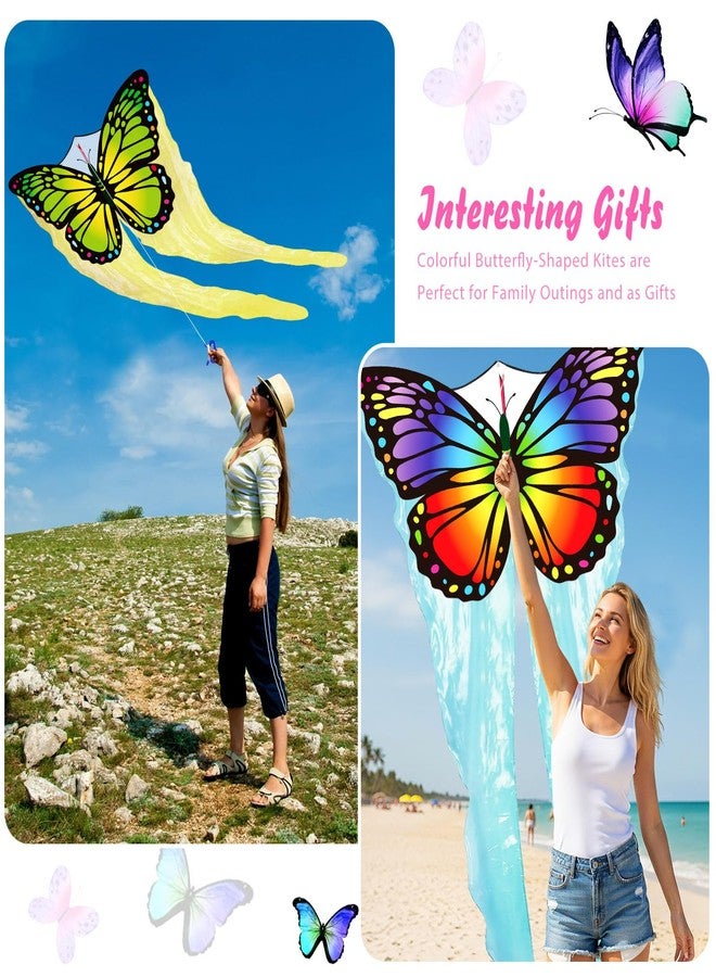 Silipull 3 Pack Tulle Butterfly Kites 55" x 28" Easy to Fly Large Kites with 328ft String Colorful Rainbow Beach Kite for Beginners Adults Outdoor Supplies - Image 4