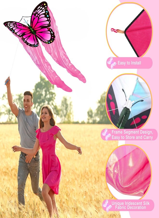 Silipull 3 Pack Tulle Butterfly Kites 55" x 28" Easy to Fly Large Kites with 328ft String Colorful Rainbow Beach Kite for Beginners Adults Outdoor Supplies - Image 5