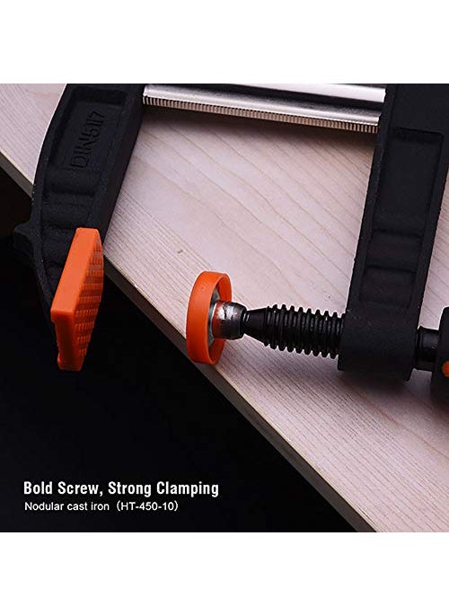 Harden Harden 50mm x 250mm Heavy Duty Wood Working F Clamp NonSlip PVC Rubber Handle DoubleSided Card Teeth Bold Screw Strong Clamping 600302  - Image 2