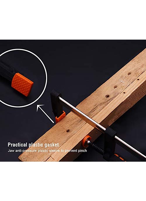 Harden Harden 50mm x 250mm Heavy Duty Wood Working F Clamp NonSlip PVC Rubber Handle DoubleSided Card Teeth Bold Screw Strong Clamping 600302  - Image 5