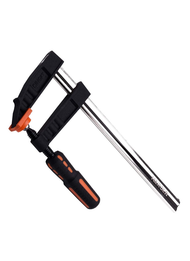 Harden Harden 50mm x 250mm Heavy Duty Wood Working F Clamp NonSlip PVC Rubber Handle DoubleSided Card Teeth Bold Screw Strong Clamping 600302  - Image 1