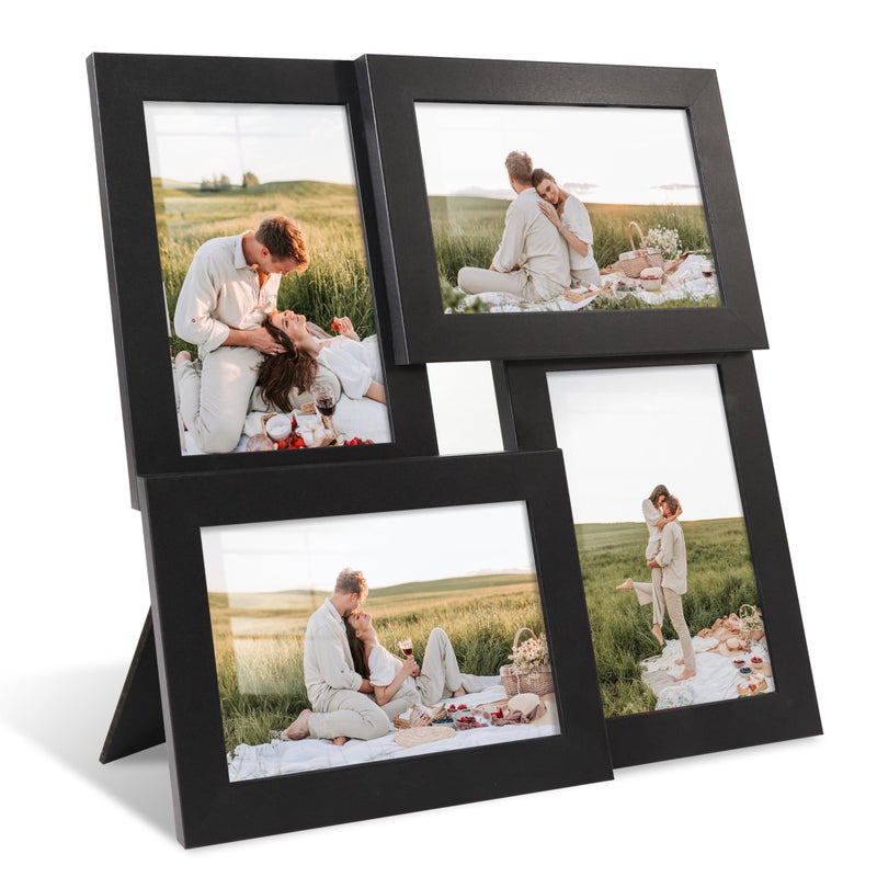 YESKAY 4x6 Collage Picture Frames Set of 1, Multi Family Photo Frame with Real Glass, Displays Four 4x6 Photo, Wall Decor Wall Hanging or Tabletop, Black - Image 1