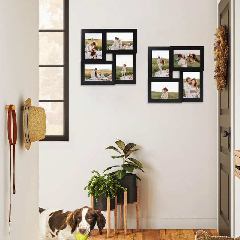 YESKAY 4x6 Collage Picture Frames Set of 1, Multi Family Photo Frame with Real Glass, Displays Four 4x6 Photo, Wall Decor Wall Hanging or Tabletop, Black - Image 4