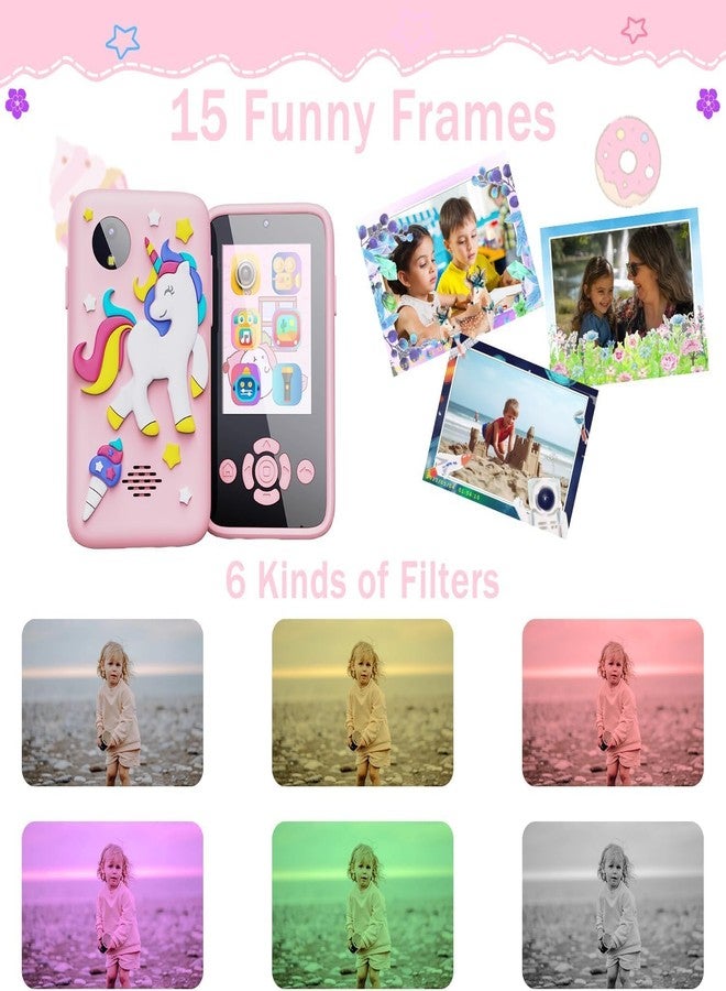 CUPEX Kids Smart Phone for Girls - Birthday Gifts for Kids Age 3-10 Toys Cell Phone, 2.8" Touchscreen with Dual Camera Selfie Phone - Toddler Learning Play Toy (Pink Unicorn) - Image 4