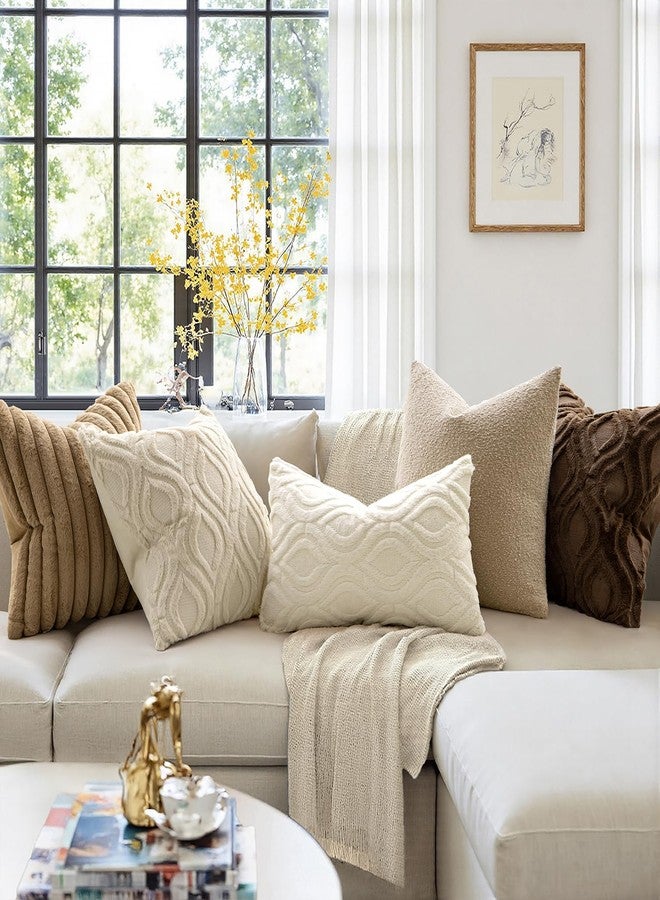 MIULEE Beige Throw Pillow Covers 18x18 Inch, Neutral Soft Plush Faux Wool Solid Couch Pillows Set of 2, Decorative Farmhouse Boho Cushion Covers for Sofa Living Room Bed Home Decor - Image 3