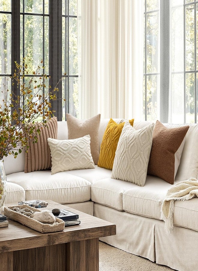 MIULEE Beige Throw Pillow Covers 18x18 Inch, Neutral Soft Plush Faux Wool Solid Couch Pillows Set of 2, Decorative Farmhouse Boho Cushion Covers for Sofa Living Room Bed Home Decor - Image 4