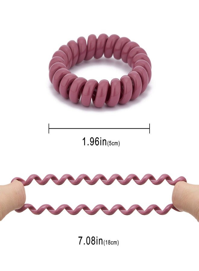 QIUTIMIY Macaroon Spiral Coil Hair Ties (Colorful, 10 Pcs) - Ponytail Holders for Thick Hair, No Crease Plastic Spiral Phone Cord Ties for All Hair Types - Image 2