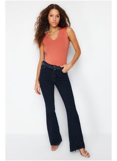 trendyol Tile Fitted Zero Sleeve V-Neck Flexible Snap Fastener Knitted Body TWOSS24BD00031  - Image 3
