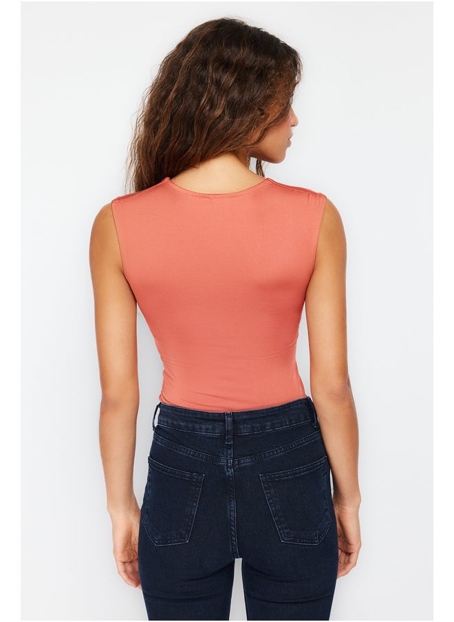 trendyol - Tile Fitted Zero Sleeve V-Neck Flexible Snap Fastener Knitted Body TWOSS24BD00031 - Image 1
