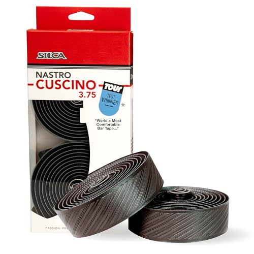 SILCA Nastro Cuscino Bike Handlebar Tape, Black 3.75mm – Extra Thick Bike Bar Tape, Comes with Aluminum End Plugs & Installation Kit – Durable, Comfortable, and Vibration-Damping - Image 1