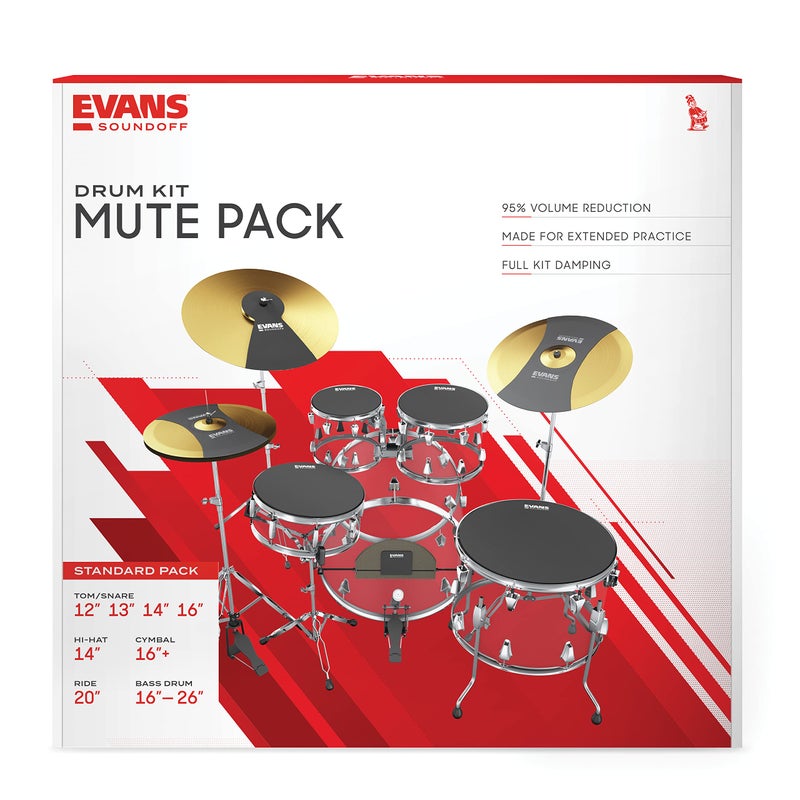 Evans Soundoff Drum Mute Pads - Full Box Pad Set - Mutes Pack - 3 Cymbals, 4 Tom/Snare, & 1 Bass - Great for Silencing Acoustic Kits to Practice - Standard - 8-Pack - Image 2