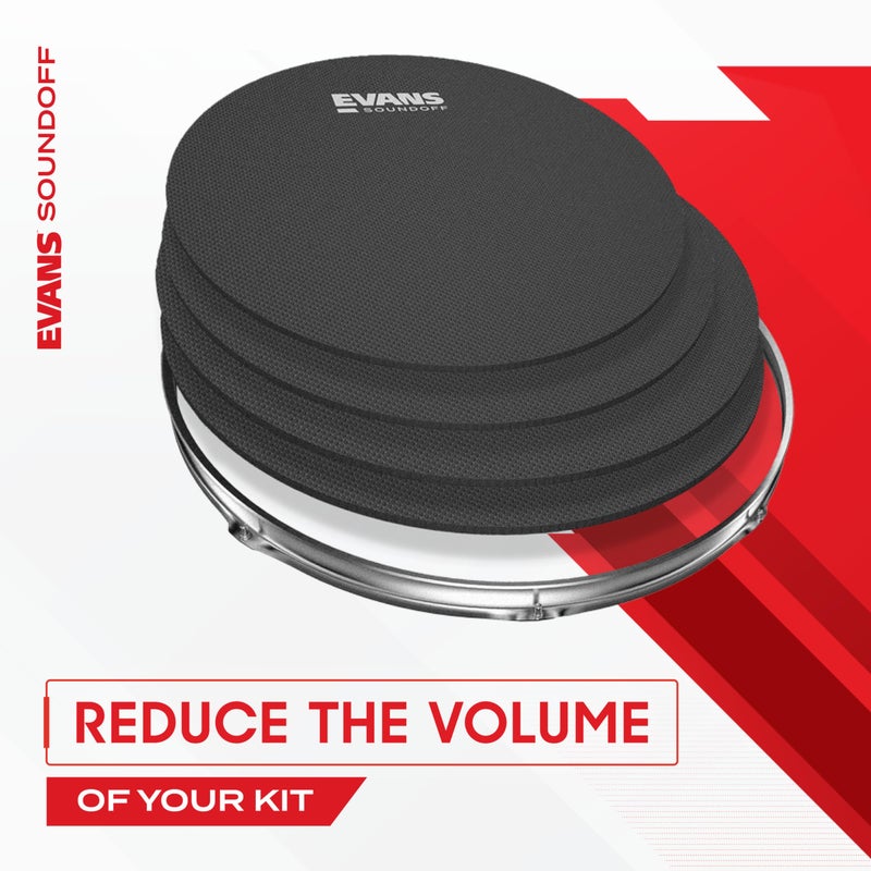 Evans Soundoff Drum Mute Pads - Full Box Pad Set - Mutes Pack - 3 Cymbals, 4 Tom/Snare, & 1 Bass - Great for Silencing Acoustic Kits to Practice - Standard - 8-Pack - Image 3