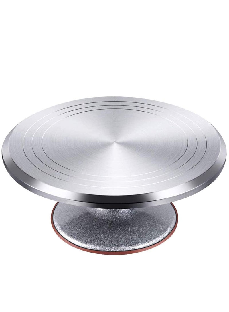 12inch Cake Stand Aluminum Cake Turntable Rotating Revolving Decorating Stand with Angled Icing Spatula and Comb Icing Smoother  - Image 3
