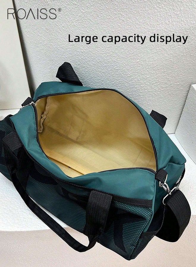 roaiss Large Capacity Portable Luggage Bag for Men and Women Fashionable Letter Decoration Travel Duffel Bag Contrast Color Waterproof and Lightweight Sports Bags with Shoulder Strap for Yoga Camping  - Image 2