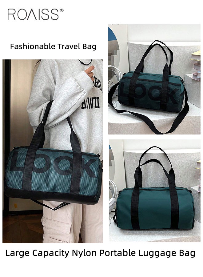 roaiss Large Capacity Portable Luggage Bag for Men and Women Fashionable Letter Decoration Travel Duffel Bag Contrast Color Waterproof and Lightweight Sports Bags with Shoulder Strap for Yoga Camping  - Image 4