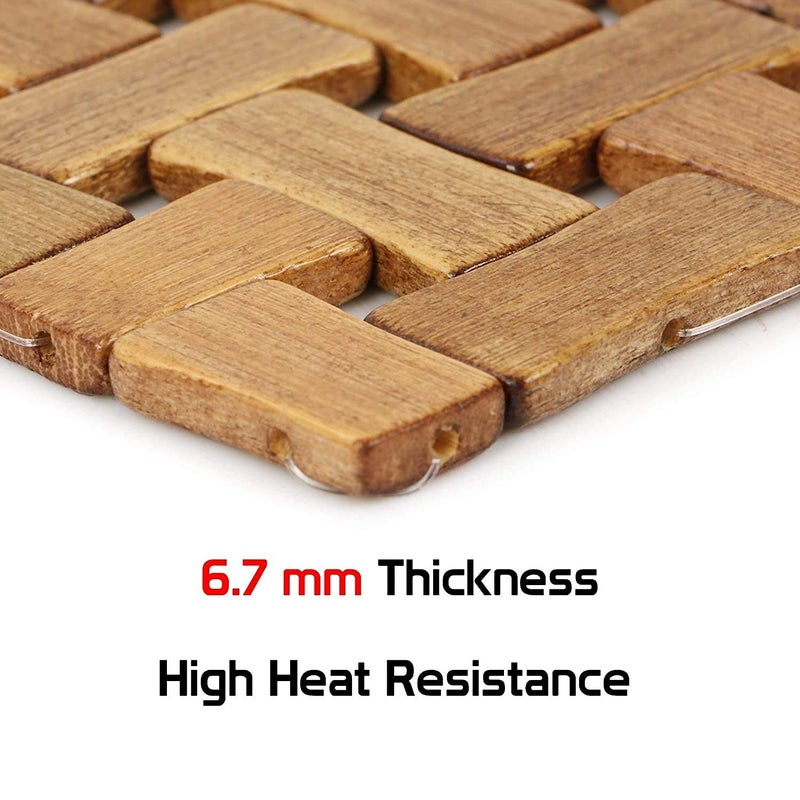 MOXWARE Store Well Square Wooden Hot Pot Holder Mat Heat Resistant Disc Pads Kitchen Insulation Coasters Dining Table Mat, Bamboo Trivets Heat Pad, Pack of (4, 19 x 19 cm) - Image 5
