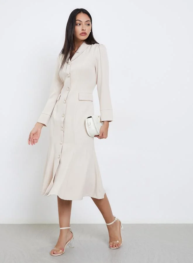 ستايلي فستان ميدي بليزر بأكمام طويلة