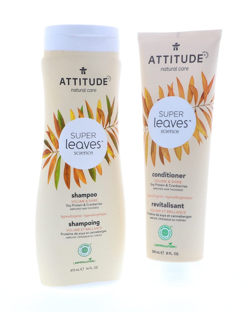 ATTITUDE Super Leaves Volume Shine Shampoo Conditioner- Soy Protein & Cranberries Bundle with Vitamin B5 Watercress Indian Cress, Raspberry, 16 Fl Oz and 8 oz, 2 count - Image 2