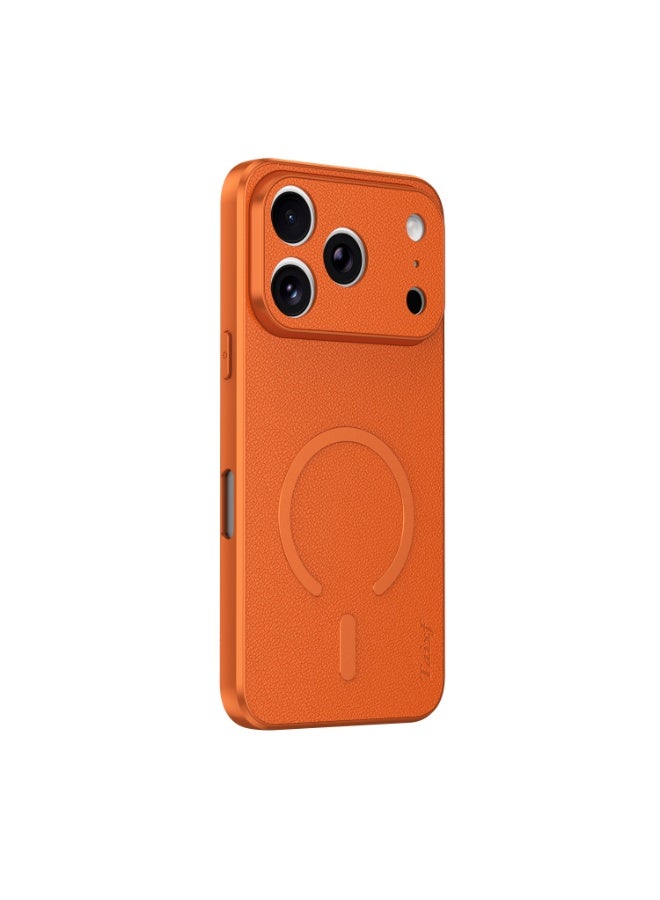 iPhone 17 Pro Max Case, Orange Full-Grain Goatskin, MagSafe Compatible, Ultra-Thin Shockproof Protective  Cover，orange - Image 1
