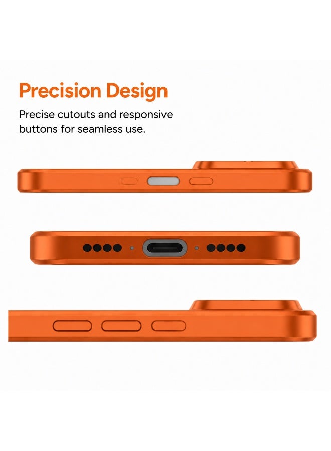 iPhone 17 Pro Max Case, Orange Full-Grain Goatskin, MagSafe Compatible, Ultra-Thin Shockproof Protective  Cover，orange - Image 5