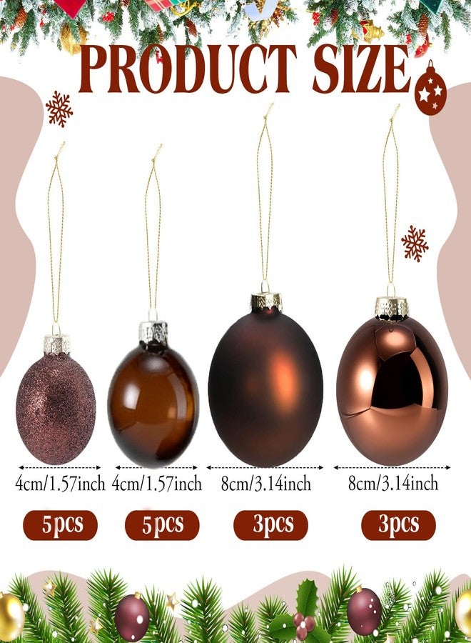 فيسينبال مجموعة زينة كرات عيد الميلاد الزجاجية البنية من فيسينبال، 16 قطعة، مقاس 3.16 بوصة / 1.8 بوصة، زينة معلقة لشجرة عيد الميلاد، ديكور منزلي، هدية مثالية للحفلات والأعياد - Image 2