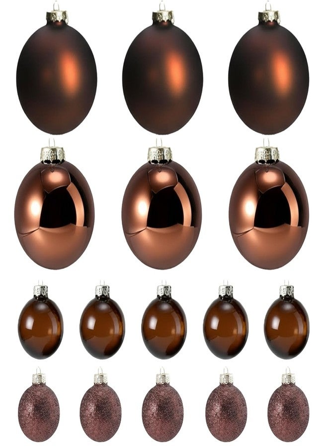 فيسينبال مجموعة زينة كرات عيد الميلاد الزجاجية البنية من فيسينبال، 16 قطعة، مقاس 3.16 بوصة / 1.8 بوصة، زينة معلقة لشجرة عيد الميلاد، ديكور منزلي، هدية مثالية للحفلات والأعياد - Image 1