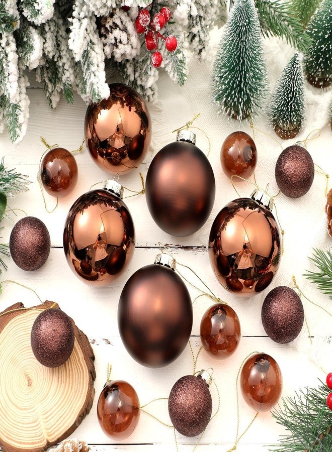 فيسينبال مجموعة زينة كرات عيد الميلاد الزجاجية البنية من فيسينبال، 16 قطعة، مقاس 3.16 بوصة / 1.8 بوصة، زينة معلقة لشجرة عيد الميلاد، ديكور منزلي، هدية مثالية للحفلات والأعياد - Image 3