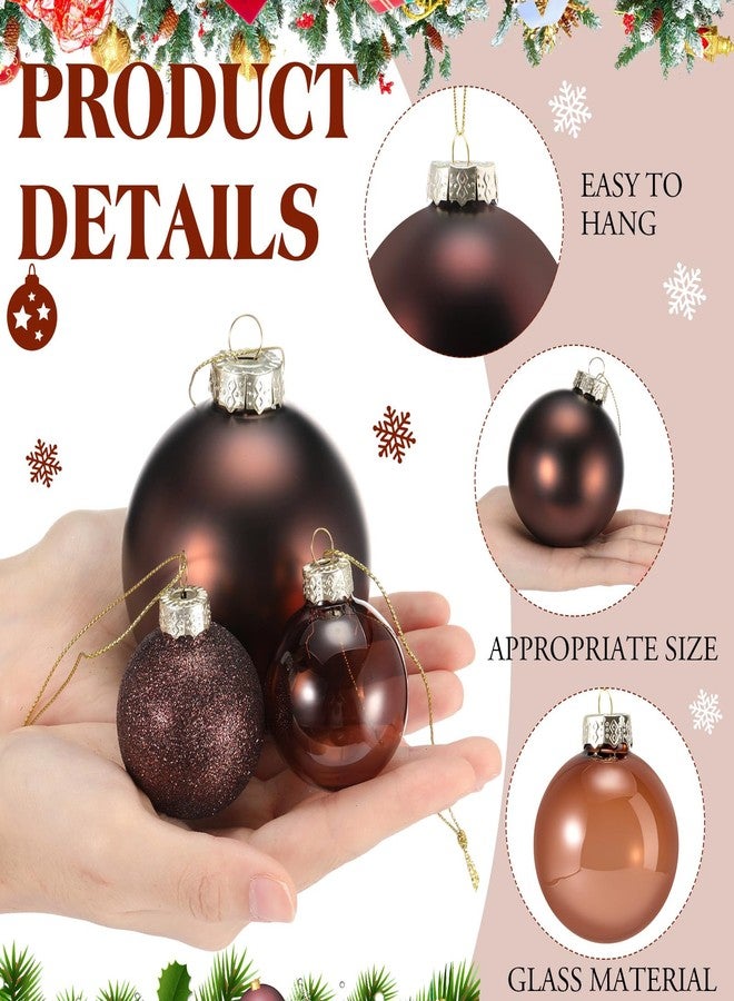 فيسينبال مجموعة زينة كرات عيد الميلاد الزجاجية البنية من فيسينبال، 16 قطعة، مقاس 3.16 بوصة / 1.8 بوصة، زينة معلقة لشجرة عيد الميلاد، ديكور منزلي، هدية مثالية للحفلات والأعياد - Image 4