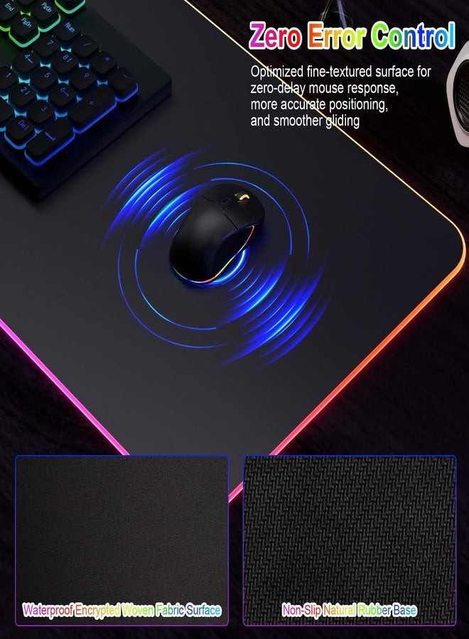 HAUTOCO Wireless Charging Mouse Pad 15W RGB Gaming Mousepad Waterproof Desk Mat with Phone Holder 35.4''x11.8'' Extra Large Desk Pad Non-Slip Base Computer Keyboard Mat for PC Laptop, Black - Image 5