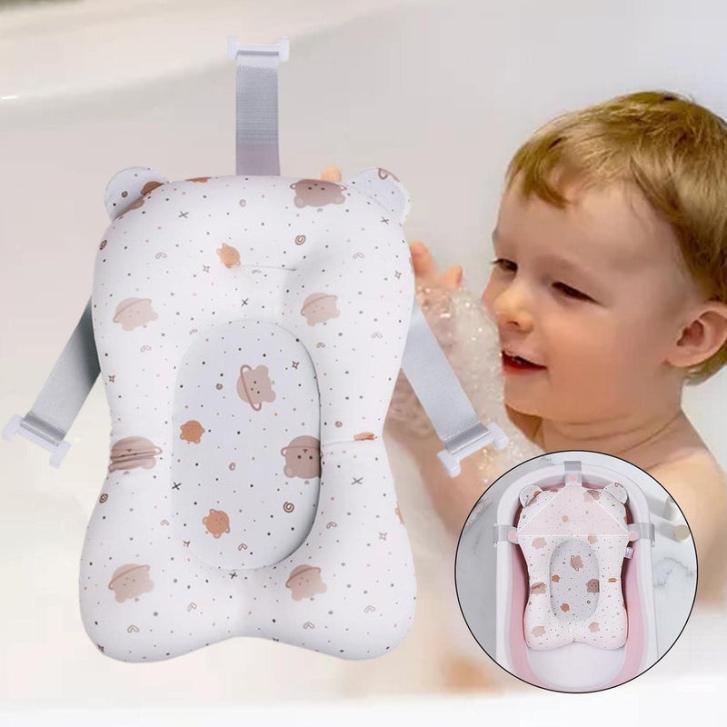 klarako Bath Cushion Anti-Slip Adjustable Bath Support Seat Seat Support Mat Tub Pad Baby Infant Toddler, White - Image 2