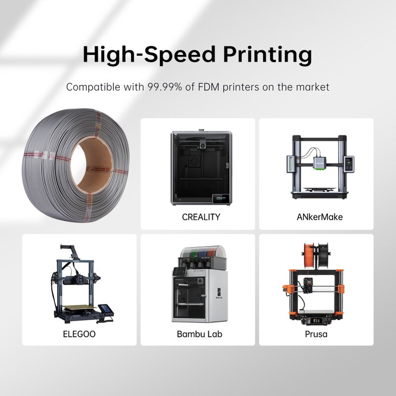 PETG Filament 1.75mm 3D Printer Filament 1kg(2.2lbs) Higher Toughness High Speed 500mm/s 3D Printing Filament Compatible with Creality, Prusa, ELEGOO, Bambu Lab, AnkerMaker Most of 3D Printers -Grey - Image 2