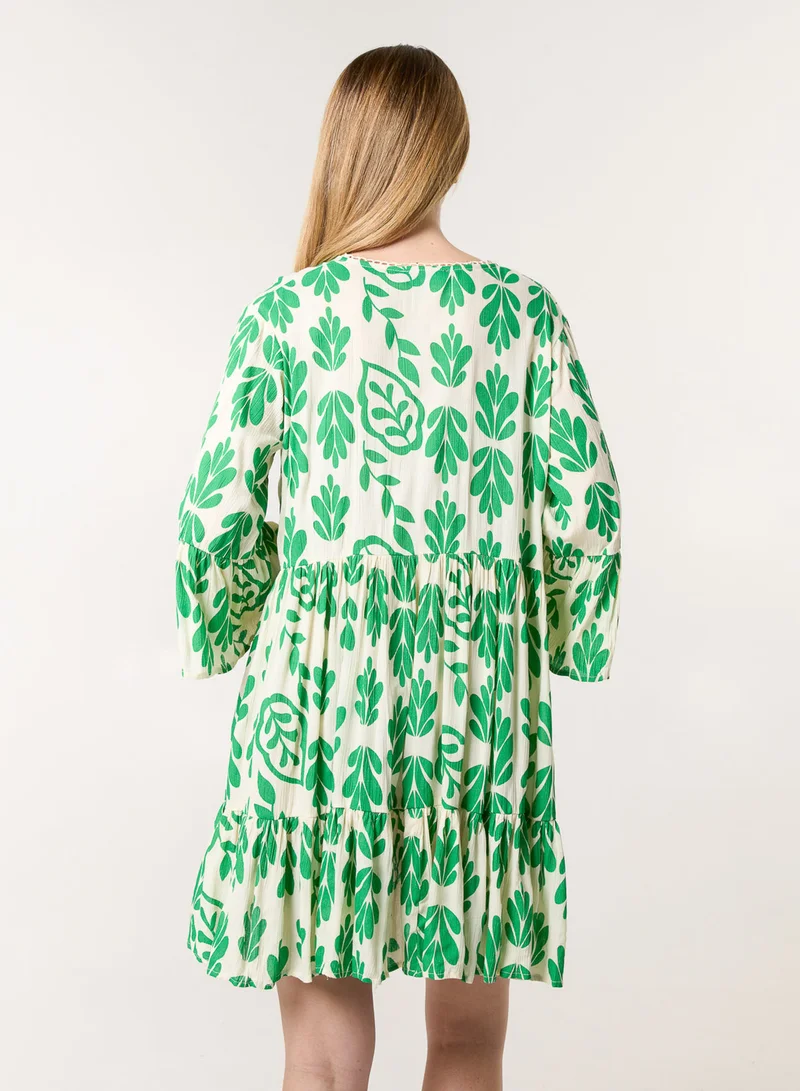 Blue Vanilla Tie Front Smock Dress