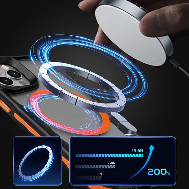 iPhone 11 Compatible Magsafe Charging Feature Colorful Edge Airbag Strip Zore Lamer Cover-Titanium-Gold