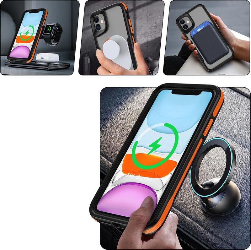 iPhone 11 Compatible Magsafe Charging Feature Colorful Edge Airbag Strip Zore Lamer Cover-Titanium-Gold