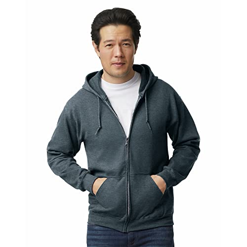 Gildan Adult Fleece Zip Hoodie Sweatshirt, Style G18600, Multipack, Dark Heather (1-pack), XX-Large - Image 1