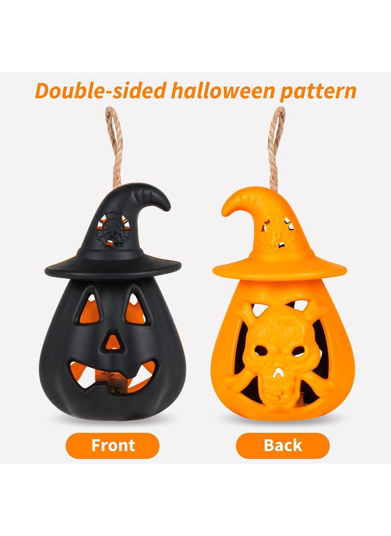 Generic Rich Decoration Halloween Pumpkin LED Lights Portable Led Horror Skull Orange and Black LED Lights for Holiday Party Decoration 2 pcs  - Image 3